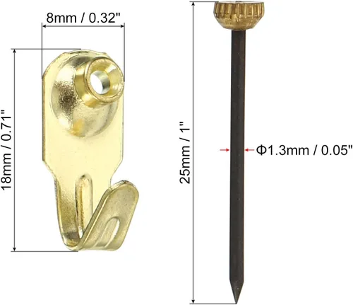 Vista 2 de PATIKIL Perchas de fotos de 10 libras, juego de 30 ganchos para colgar fotos en la pared, accesorios para clavos, kit para colgar cuadros en paneles