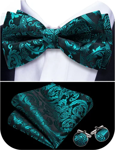 Vista 55 de Barry.Wang Pajarita de Rayas Paisley para Hombre de Seda Preatada Pañuelo de Bolsillo Gemelos Juego Formal Boda Fiesta Graduación