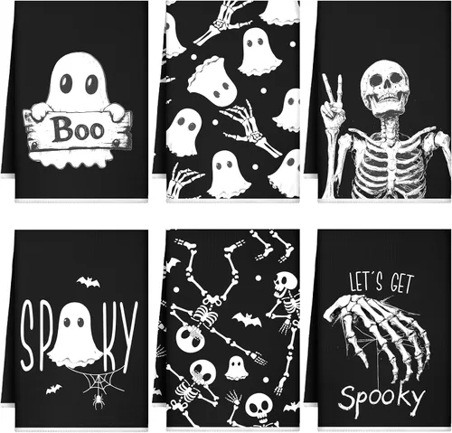 Vista 12 de Bencailor - 6 toallas de cocina góticas espeluznantes con tarot, toallas de mano, luna, sol, bruja, té, para fiestas de terror, regalos de baño