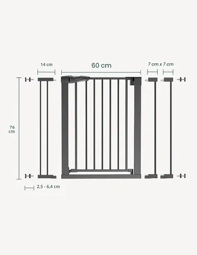 Vista 8 de Babelio - Puerta de seguridad para puertas y escaleras, de 26-40 pulgadas, con cierre automático, puerta de presión C5, fácil de instalar, sin