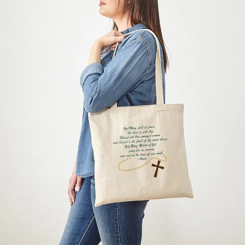 Vista 2 de CafePress Hail Mary Tote Bag Bolsa de lona natural, bolsa de compras reutilizable