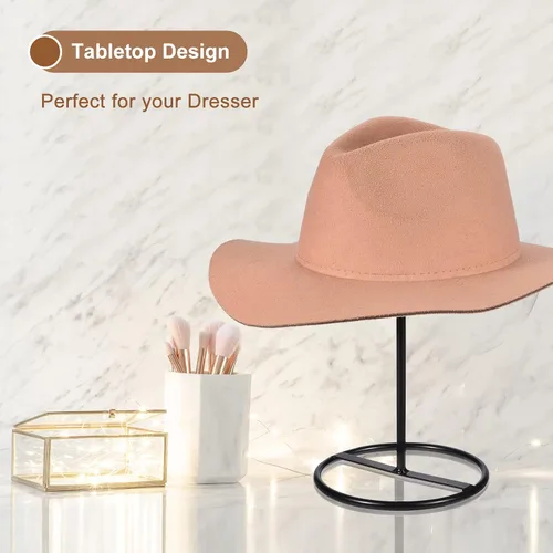 Vista 5 de uxcell Soporte de exhibición de metal para sombreros, paquete de 2 soportes independientes para sombreros de mesa y pelucas, para gorra de béisbol