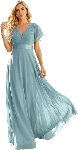 Vista 34 de Ever-Pretty Vestidos formales de mujer para madre de la novia, de manga corta, de chifón, con cintura imperio, de largo hasta el suelo, para dama