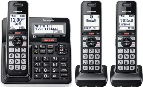 Vista 8 de Panasonic Teléfono con cable/inalámbrico con contestador, bloque de llamadas avanzado y grabación de 2 vías, 2 teléfonos ampliables hasta 6