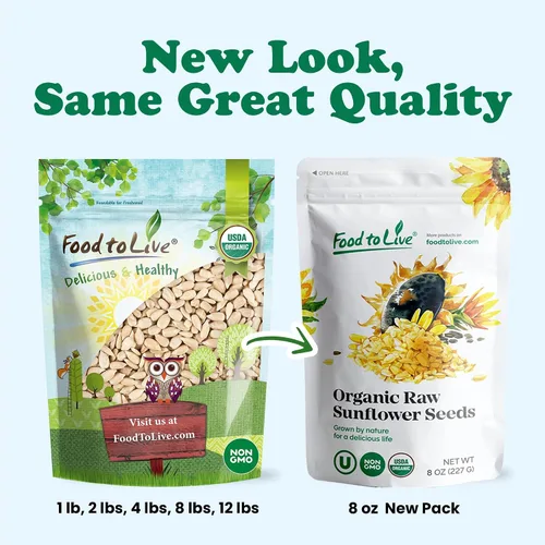 Vista 8 de Food to Live - Semillas de girasol orgánicas, 1 libra - Sin cáscara, crudas, sin OMG, granos secos, sin sal, kosher, vegano, Keto, Paleo, Sirtfood