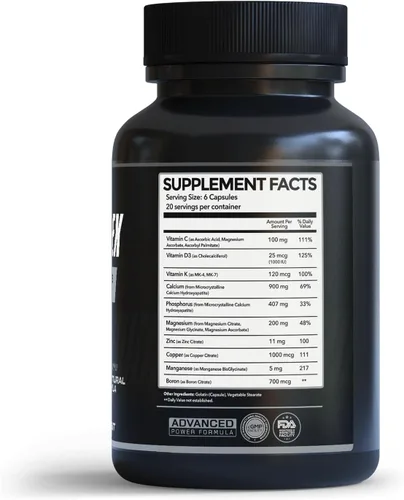 Vista 3 de PrimeGENIX Bone Complex - Suplemento de densidad ósea premium para hombres mayores de 40 años con calcio MCHA, vitamina K de doble forma MK-4 MK-7