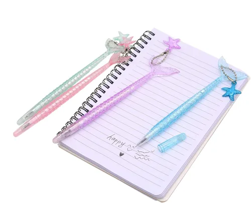 Vista 3 de YYaaloa 12 unidades de lindos bolígrafos de tinta de gel de sirena, novedosos bolígrafos kawaii de 0.5 mm, tinta negra, divertidos bolígrafos a