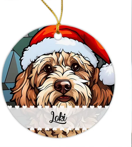 Vista 24 de Airedale Terrier - Adorno de Navidad para perro, regalo para Acción de Gracias, perros personalizados con sombrero de Navidad, adornos de Airedale