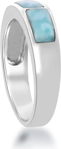 Vista 3 de Beaux Bijoux Sterling Silver Natural Larimar Criss-CrossSingle Band Ring