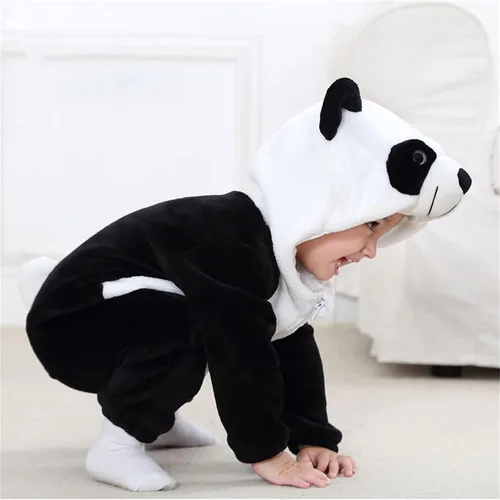 Vista 62 de Mameluco unisex de franela para bebé, disfraz de animal con capucha de dibujos animados