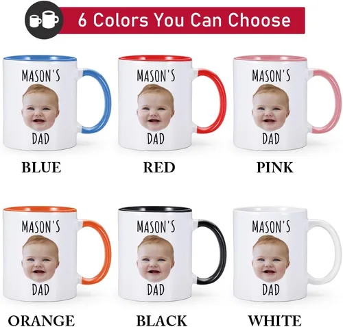 Vista 8 de Taza de café personalizada, tazas personalizadas con la cara de tus hijos, taza de bebé personalizada con nombre, taza con foto personalizada