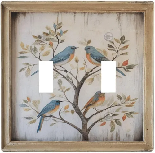 Vista 103 de Cubiertas Decorativas para Interruptores de Luz Arte de Pájaros BirdArt 1 Gang Salida Dúplex Individual Placa de Pared Placa de Interruptor Placa