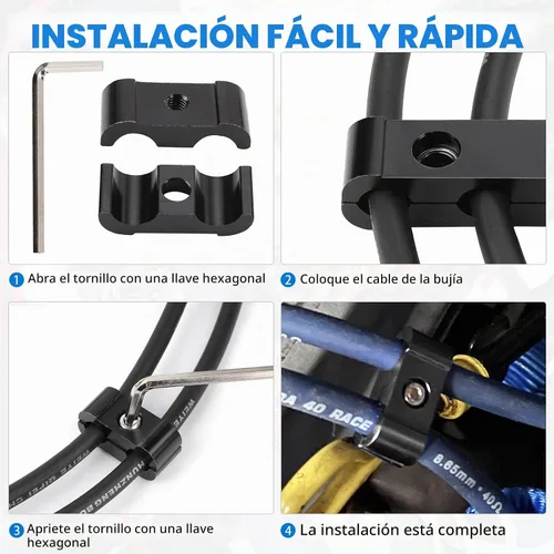 Vista 3 de 12 piezas de separador divisor de cable de bujía de motor de automóvil para cables de bujía de 8 mm, 9 mm, 10 mm Sujetadores de cable de encendido