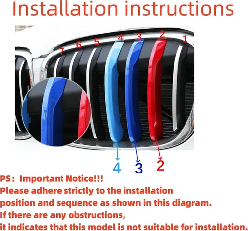 Vista 5 de Insertos de parrilla automotriz para BMW X1 F48 2016-2019 7 vigas, accesorios de parrilla delantera