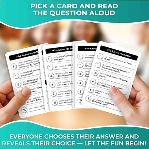 Vista 2 de QUOKKA ¿Quién sabe mejor? - Original - Juego de trivia de cartas para la familia Preguntas divertidas y educativas para familias Apto para niños