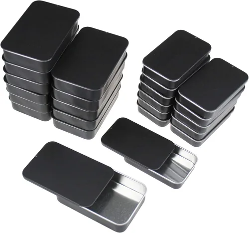 Vista 7 de Goodma 24-Pack contenedores de metal con tapa deslizante rectangular para dulces, joyas, manualidades, píldoras, bálsamo labial, kit