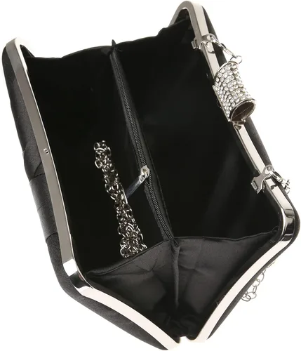 Vista 5 de DA BODAN Bolso de mano Jane de satén con diamantes de imitación para mujer, para noche, novia, graduación, fiesta, bolso cruzado con cadena