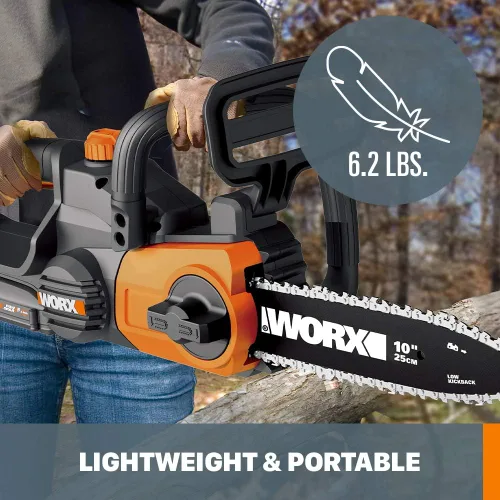 Vista 5 de Worx Motosierra inalámbrica de 20V 10" Power Share con tensión automática (solo herramienta) - WG322.9