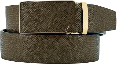 Vista 2 de Cinturones de cuero con trinquete para hombre, cinturón ajustable para jeans casuales