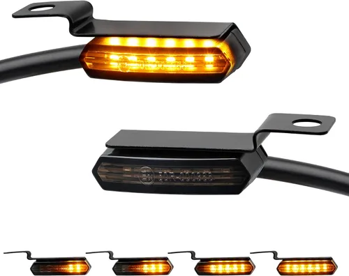 Vista 7 de NTHREEAUTO Señales de giro secuenciales de manubrio delanteras, intermitentes LED de flujo para motocicleta, mini luz de marcha compatible