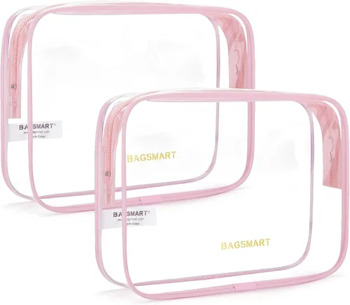Vista 16 de BAGSMART Neceser transparente con asa, paquete de 2 unidades, aprobado por Negro Absoluto