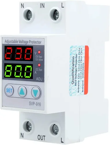 Vista 2 de Walfront SVP‑916 100‑130VAC Protector de voltaje ajustable sobre y bajo voltaje Protector de retardo de plástico Protector de reinicio de retardo 40A