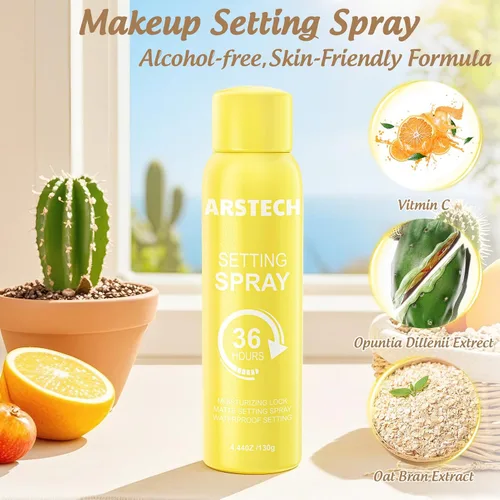 Vista 2 de Spray Fijador para Maquillaje de Larga Duración para hasta 36HR de Uso Vitamina C Rocío Facial Ultrafino con Efecto Luminoso Hidratante y Calmante