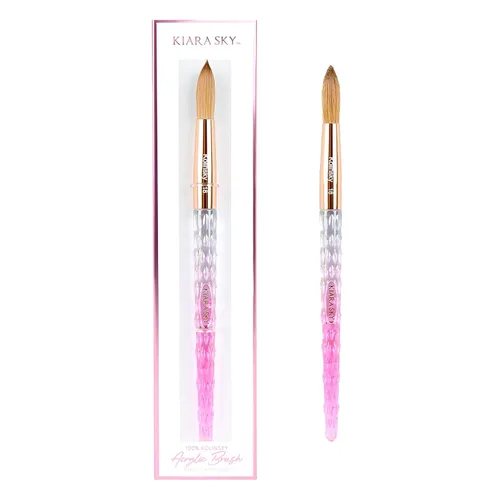 Vista 16 de Kiara Sky Pincel Acrílico #8 - Negro 100% Puro Kolinsky Mango de Corte de Cristal y Resistente al Acetona