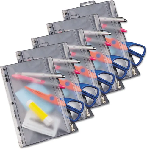 Vista 3 de Oxford 68599 - Bolsillo para carpeta de anillos con cremallera, 9 1/2 x 6, transparente