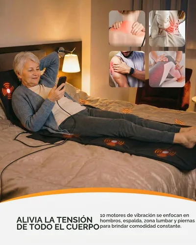 Vista 4 de CooCoCo Alfombrilla de masaje de cuerpo completo con calor mejorado Negro
