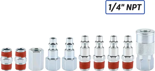 Vista 6 de Kit de accesorios para herramientas neumáticas de 18 piezas con manguera de PVC de 3/8 pulgadas x 25 pies, accesorios de conexión rápida NPT de 1/4
