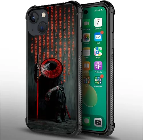 Vista 2 de Funda compatible con iPhone 14 Plus, patrón Samurai para niños y hombres, TPU suave, antiarañazos, a prueba de golpes, para iPhone 14 Plus de 6.7