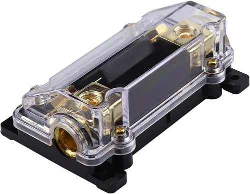 Vista 3 de ZOOKOTO Portafusibles de 100 A, audio estéreo para automóvil, soporte de fusibles ANL en línea de calibre 0, 2, 4, con fusible ANL de 100 amperios