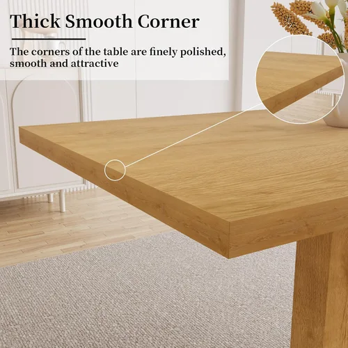 Vista 5 de HIPIHOM Mesa de comedor moderna de 46 pulgadas, mesa de cocina rectangular con acabado de roble, mesa de comedor compacta para 4, construcción