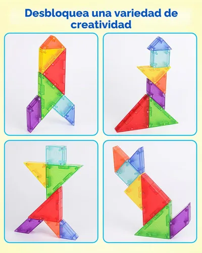 Vista 4 de Rompecabezas Tangram Magnético de Viaje Coogam con Bloques de Construcción 3D, Libros de Rompecabezas de Escritura en Forma de Patrón para Viajes