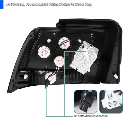 Vista 4 de SPEC-D TUNING - Luces traseras LED negras con señal secuencial Para Ford Mustang 1999-2004 Lente ahumado