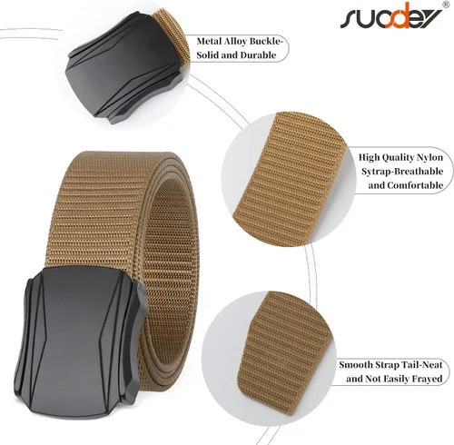 Vista 4 de SUOSDEY Cinturones tácticos para hombre, correa de nailon militar, hebilla de metal resistente de 1,5 pulgadas