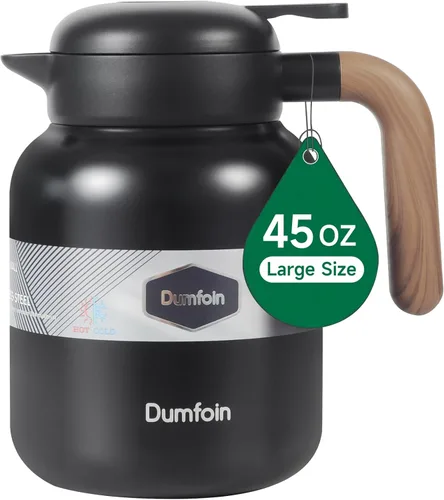 Vista 9 de Jarra térmica de café de 45 onzas, jarras de café aisladas al vacío de acero inoxidable para mantener el calor, dispensador de bebidas de 1.3 litros