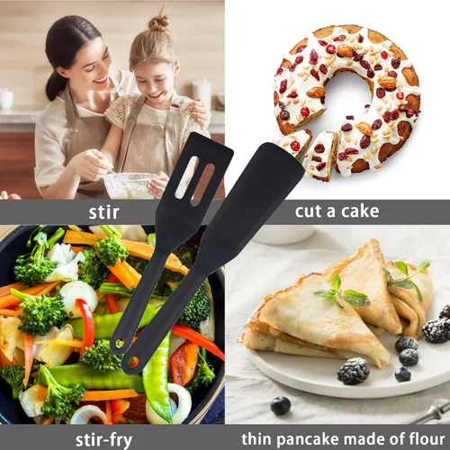 Vista 3 de Mini espátula para servir brownie, espátulas de silicona flexible y antiadherente, resistente al calor, para voltear huevos en sartén pequeña