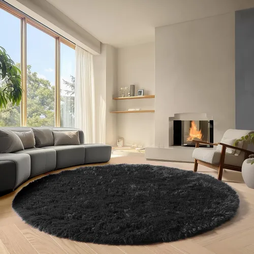Vista 12 de ONASAR - Alfombra de pasillo negra de 2 x 6 pies, esponjosa, lavable, ultrasuave, afelpada, peluda, tapete para bebés, dormitorio de niños, armario