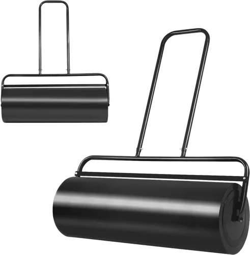 Vista 8 de COSTWAY Rodillo de césped de acero resistente, relleno de agua/arena (negro, 24 x 13 pulgadas)