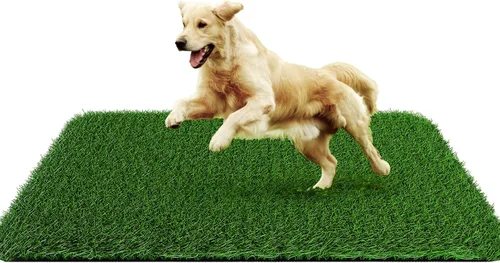 Vista 13 de Almohadilla de hierba para perros 33 x 33 pulgadas, hierba suave y realista de fuerte absorbencia para el entrenamiento de mascotas, fácil