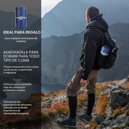 Vista 7 de WANNTS Almohadilla de dormir, almohadilla de dormir ultraligera e inflable para acampar, bomba incorporada, ideal para senderismo - colchoneta
