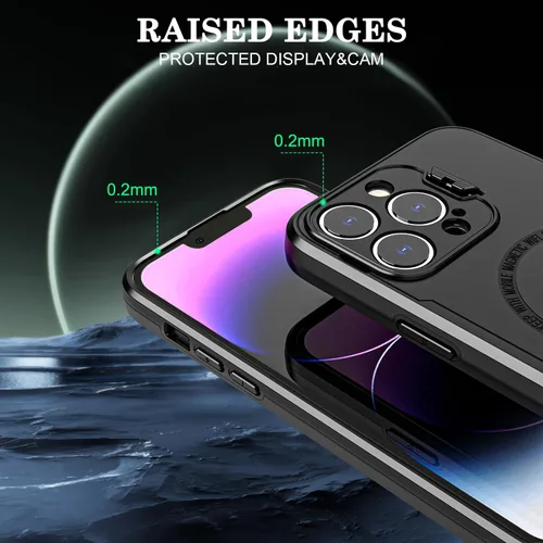 Vista 4 de Funda magnética a prueba de golpes para iPhone 13 Pro de 6.1 pulgadas con soporte para cámara [protector de lente de cámara integrado]