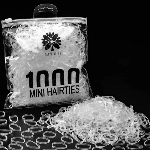 Vista 11 de KANPRINCESS 1000 bandas de goma para el cabello (negro)