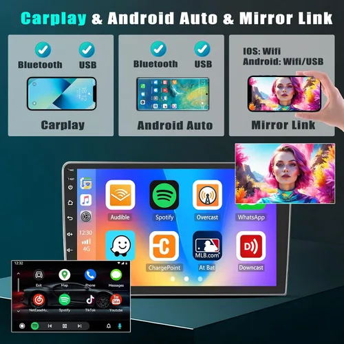 Vista 3 de Radio de coche para Honda CRV 2002-2006: [2G+64G] Estéreo de coche de 9 pulgadas con Carplay inalámbrico Android Auto, pantalla táctil Bluetooth