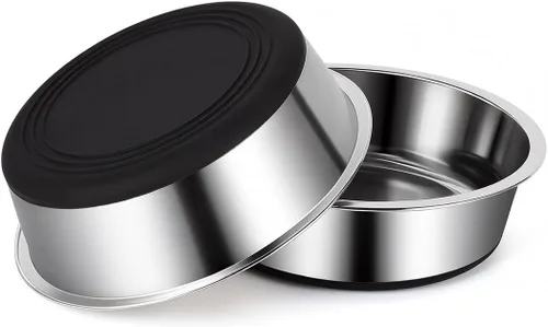 Vista 9 de Cuencos para perros, acero inoxidable de grado alimenticio para alimentos y agua, paquete de 2, 3 tazas Negro