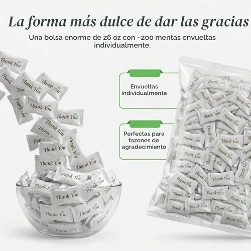 Vista 2 de Hospitality Mints Thank You Buttermints Caramelos, Bolsa de 26 Oz