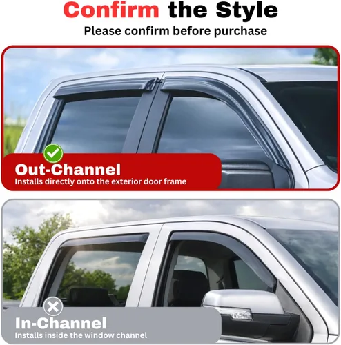 Vista 4 de KPY Protector de lluvia compatible con Ford Bronco 1980-1996, Ford F150 F250 F350, deflectores de ventilación lateral para visera de ventana
