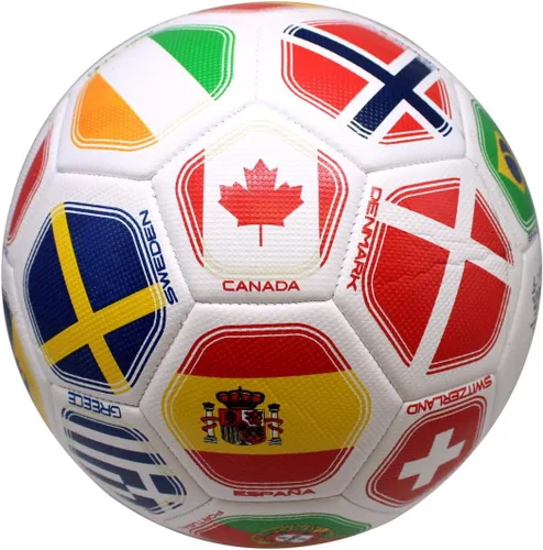 Vista 5 de Balón de fútbol al aire libre con bandera mundial 2026 para entrenamiento de bandera mundial, tamaño 5 (grado S)